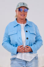kurze Hemdjacke in Waschleder-Optik, hellblau