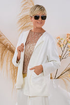 Blazer in Waschleder-Optik, ecru