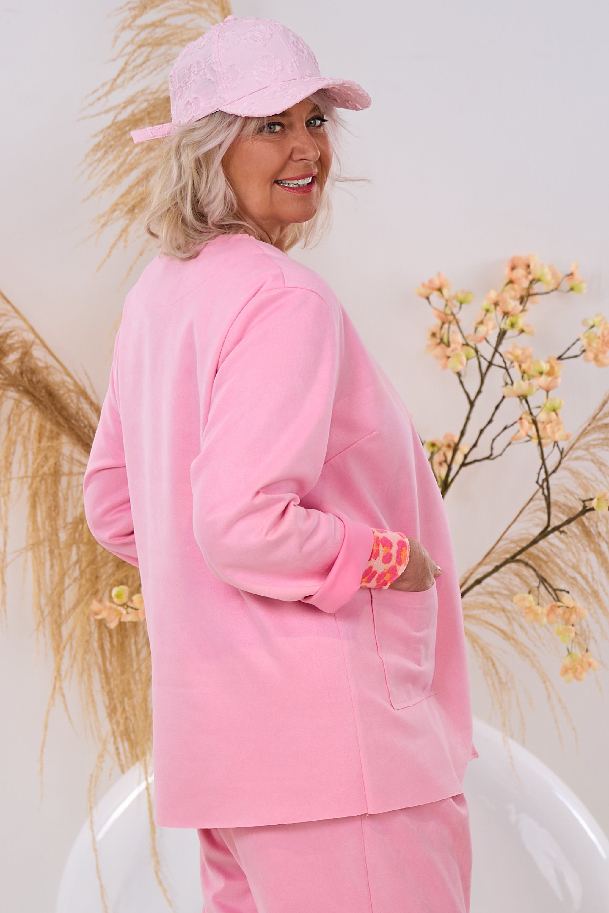 Blazer in Waschleder-Optik, rosa