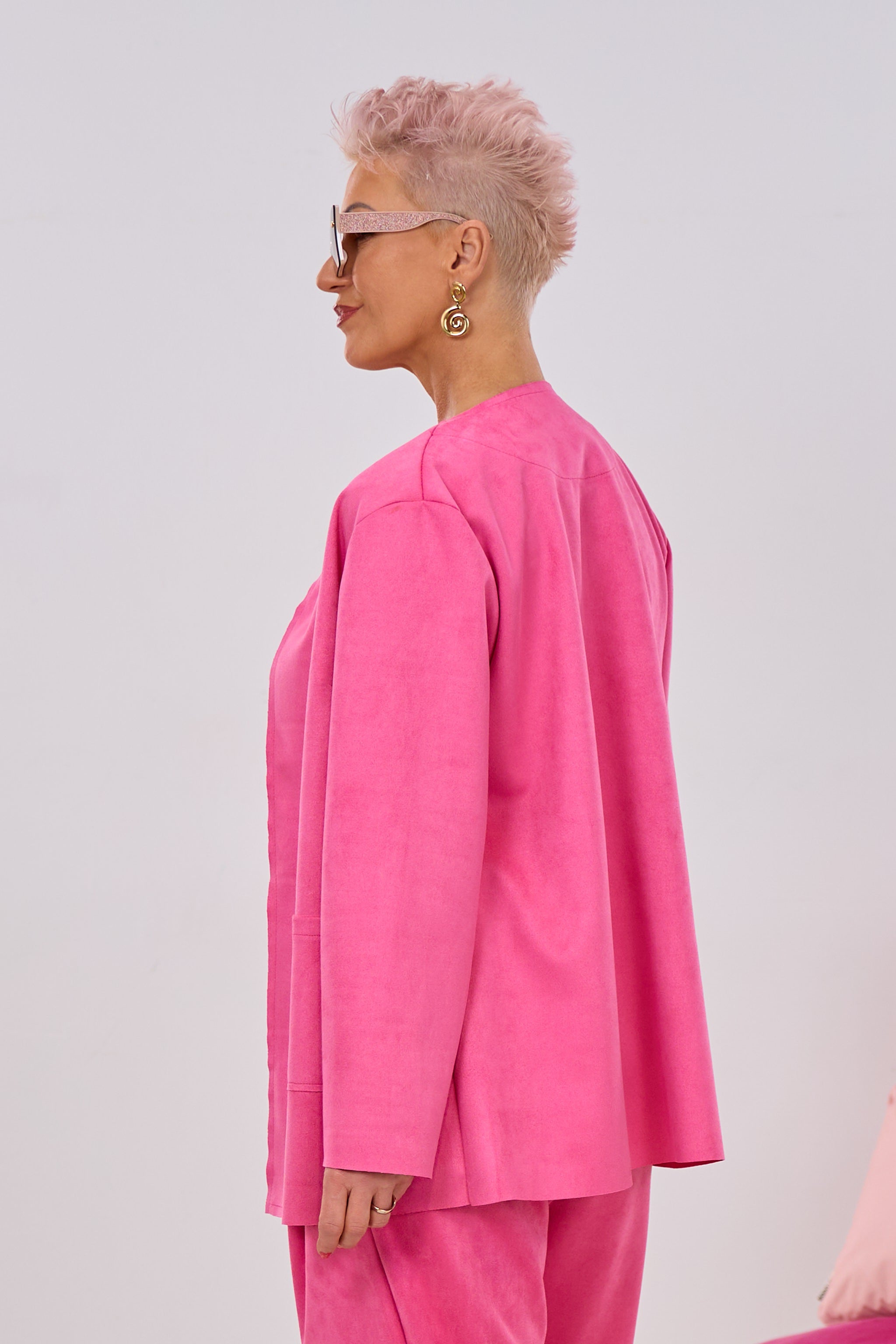 Blazer in Waschleder-Optik, pink