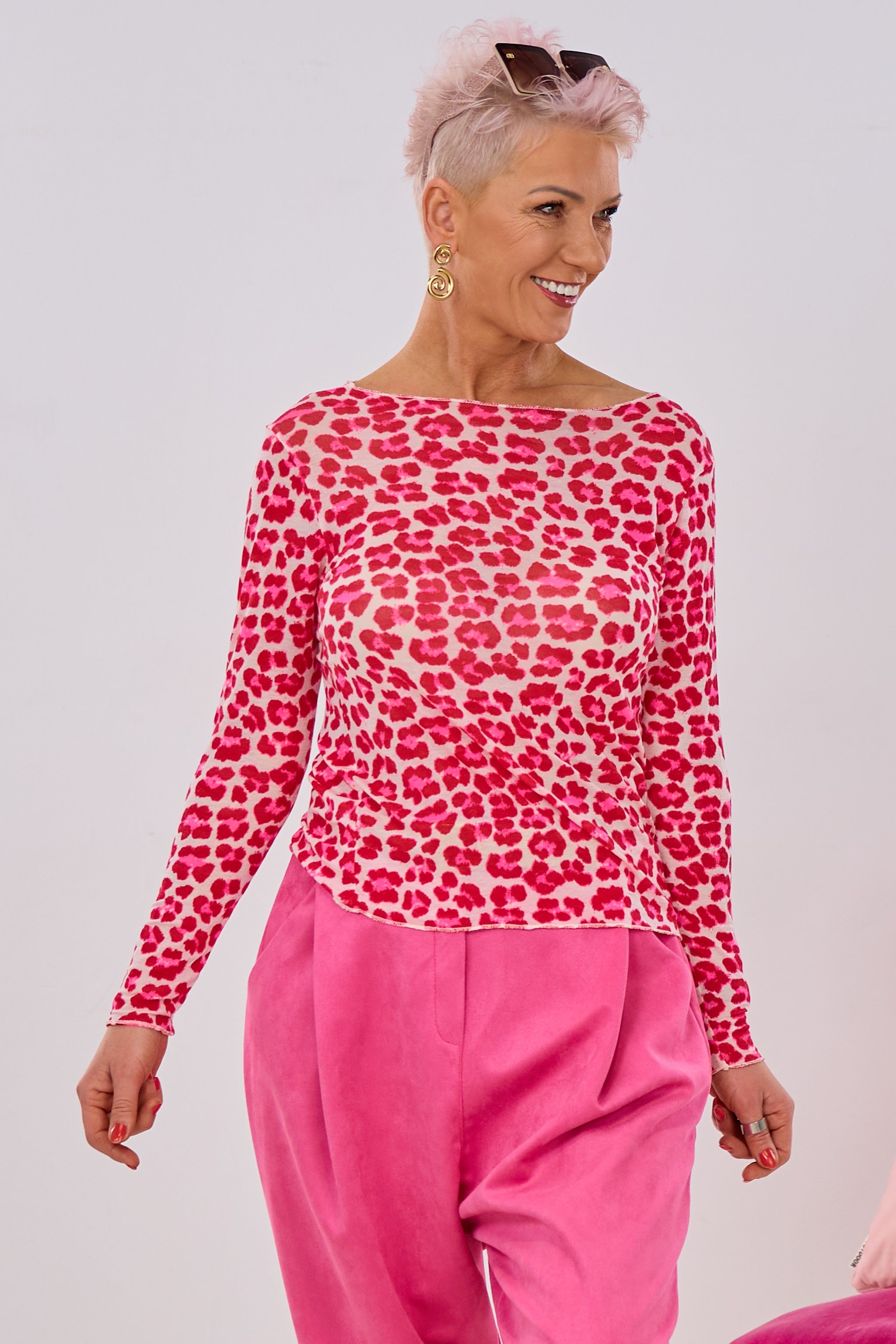 transparentes Longsleeve, leo-rot