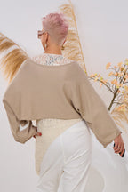 Weiter Cropped Pulli SOMETHING, beige