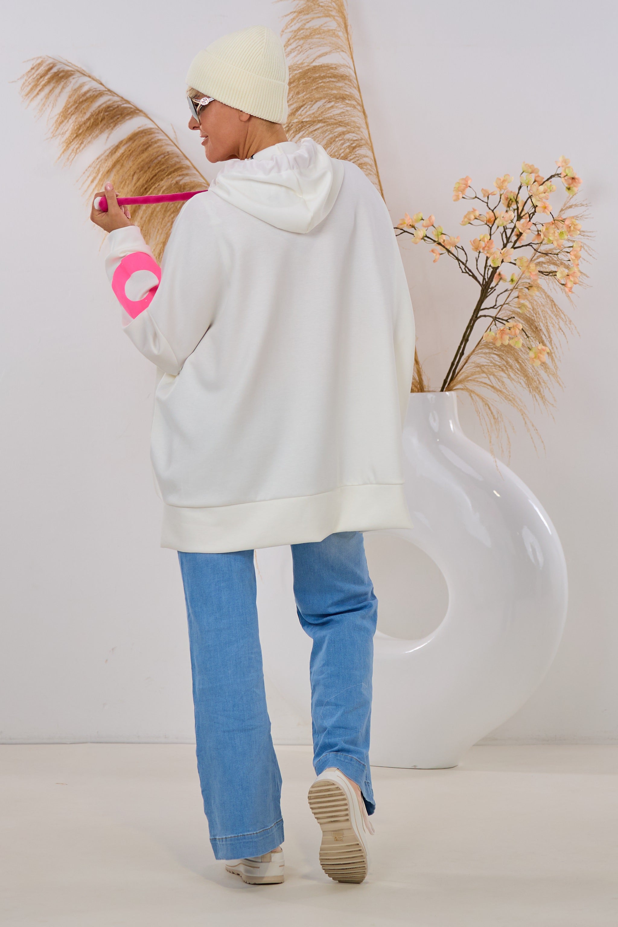 Cozy Hoodie YES - NO, ecru-pink