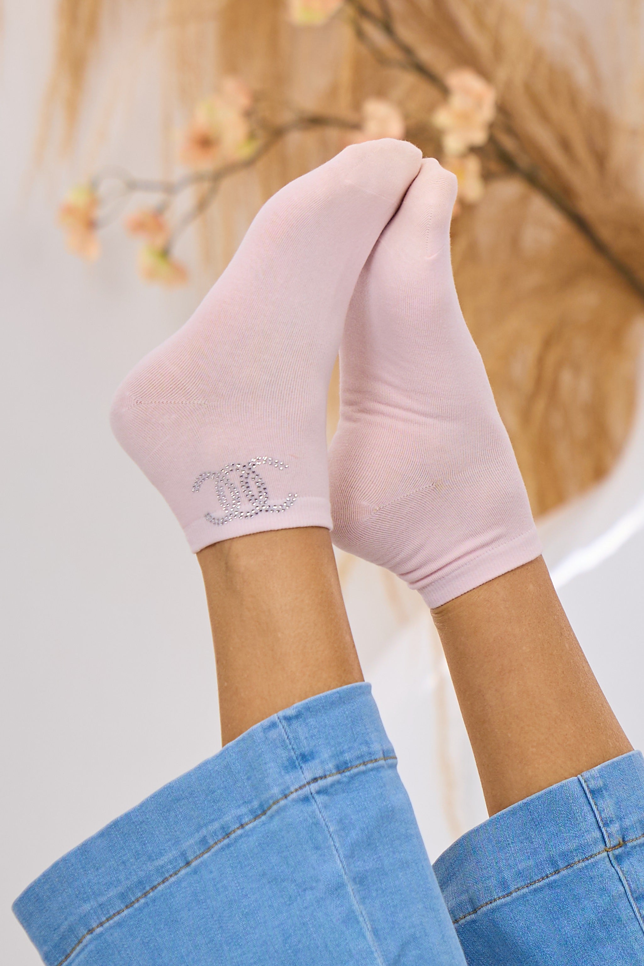 Söckchen mit Glitzersteinchen, rosa