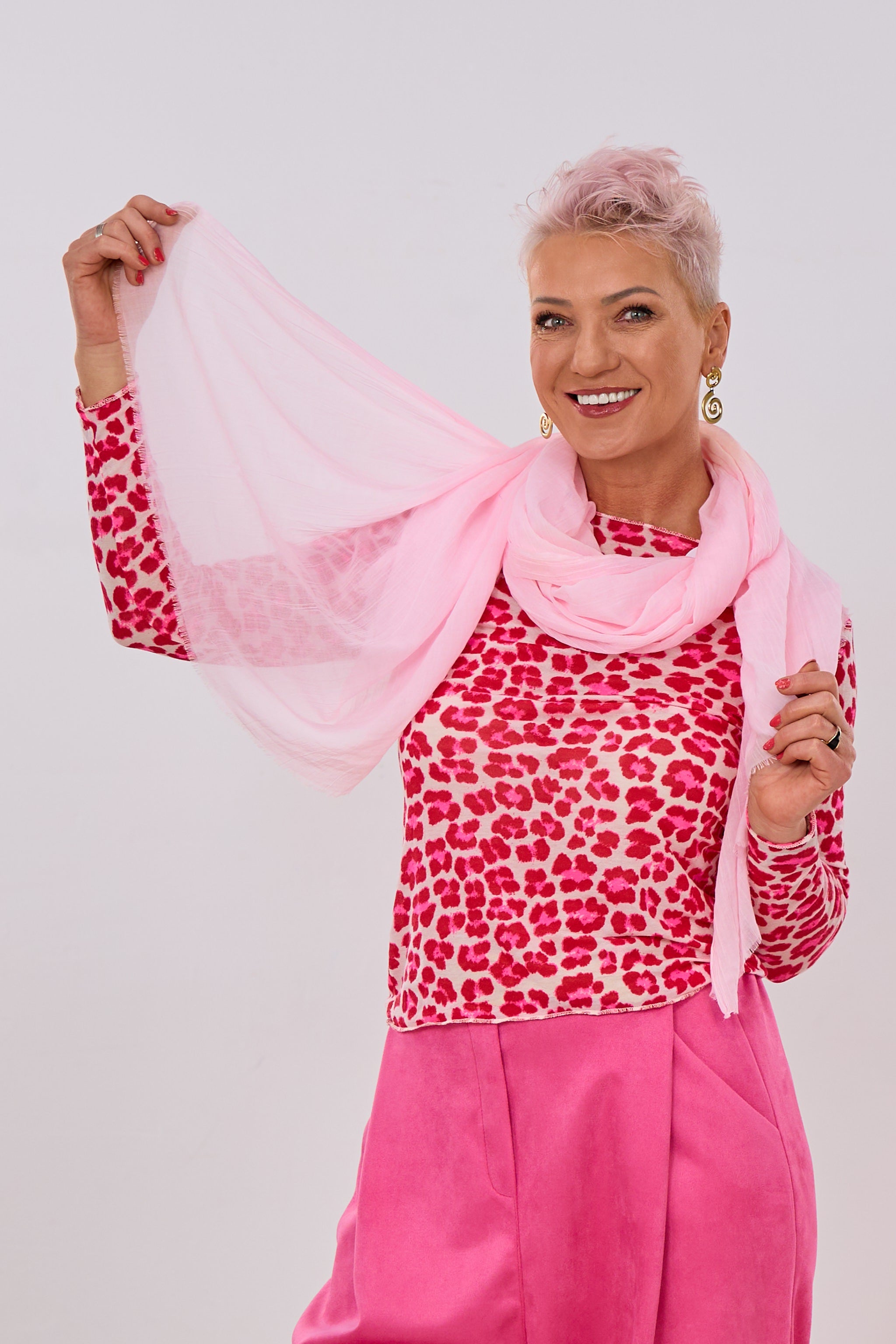 Viscose-Tuch mit kurzen Fransen, rosa