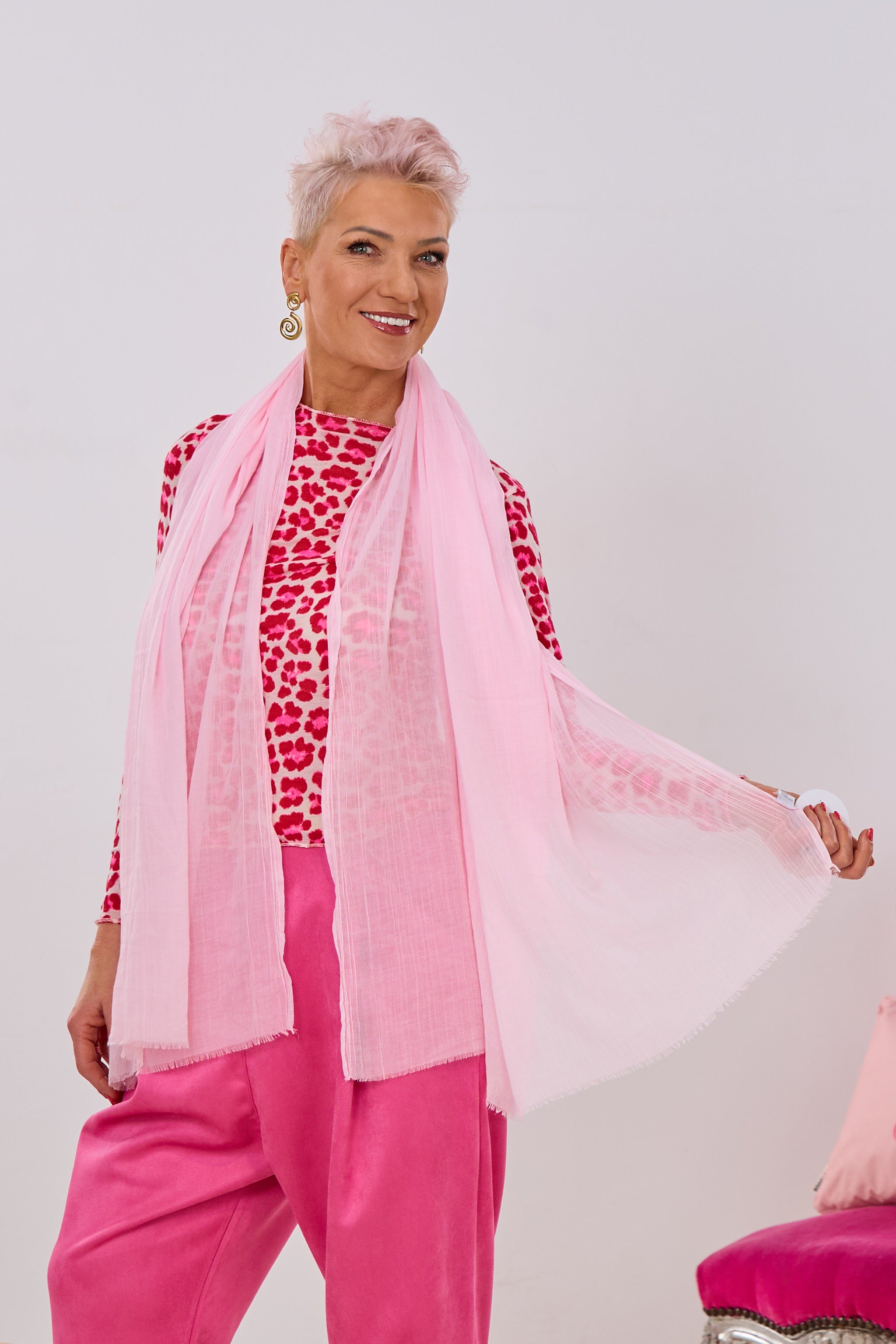 Viscose-Tuch mit kurzen Fransen, rosa