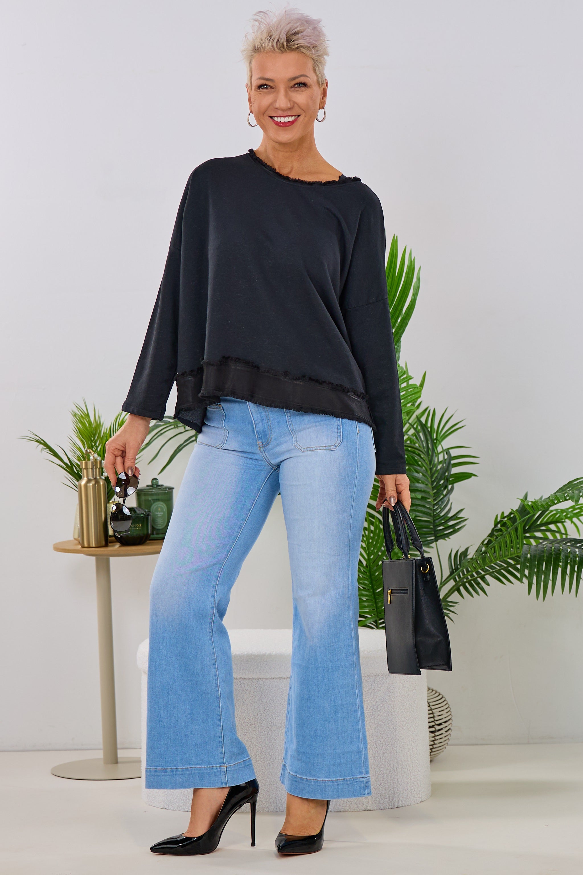 Sweaty mit glänzendem Abschluss, schwarz