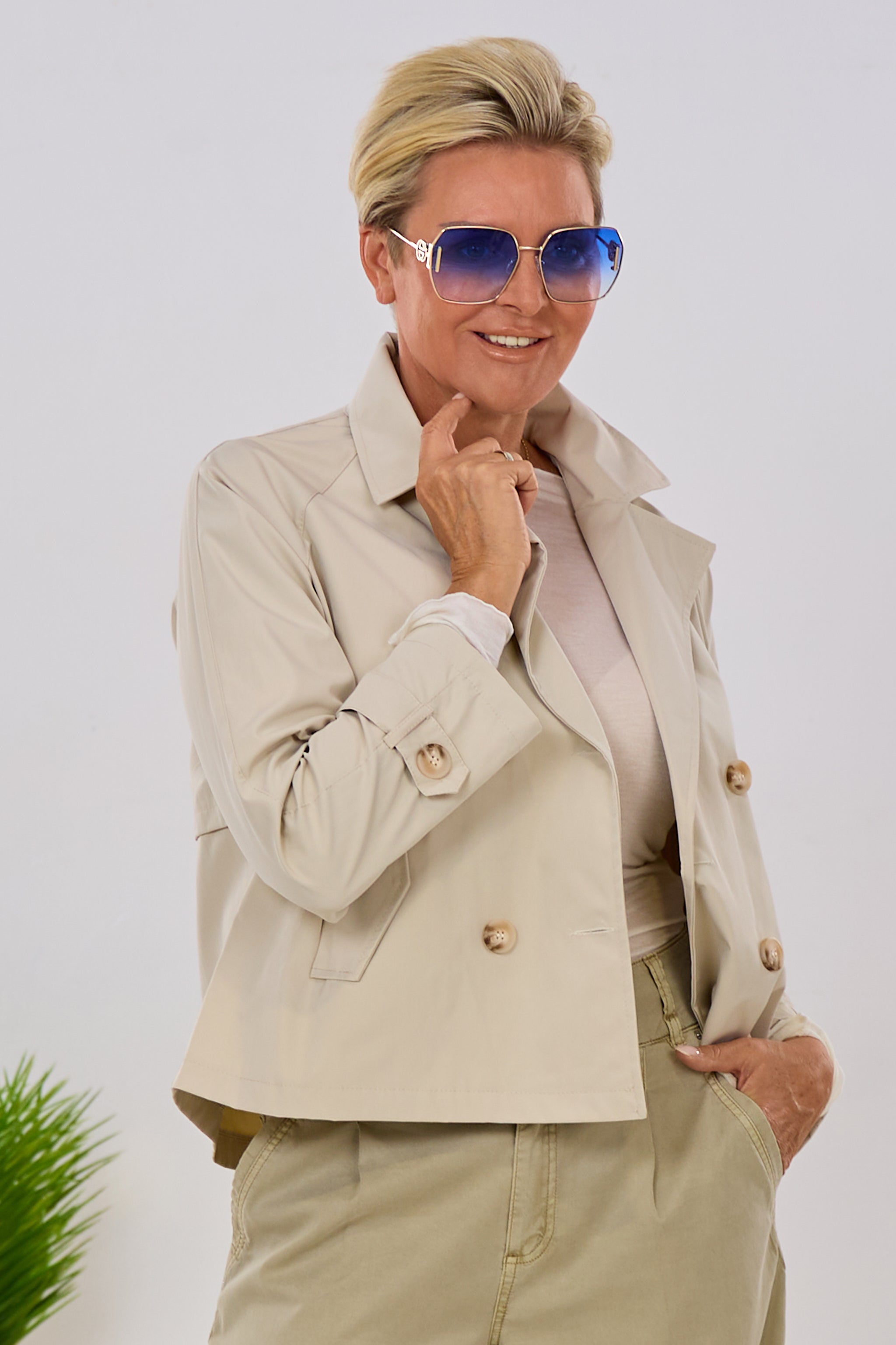 kurze Trenchjacke, beige