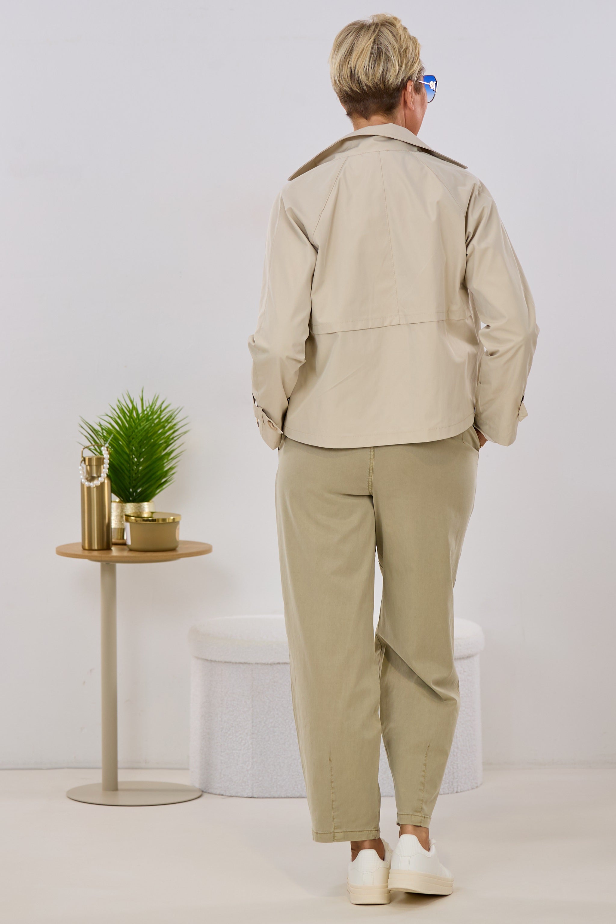 kurze Trenchjacke, beige