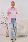 Langer, lässiger Blazer, rosa