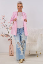 Langer, lässiger Blazer, rosa
