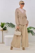 Wickel-Strickjacke, taupe