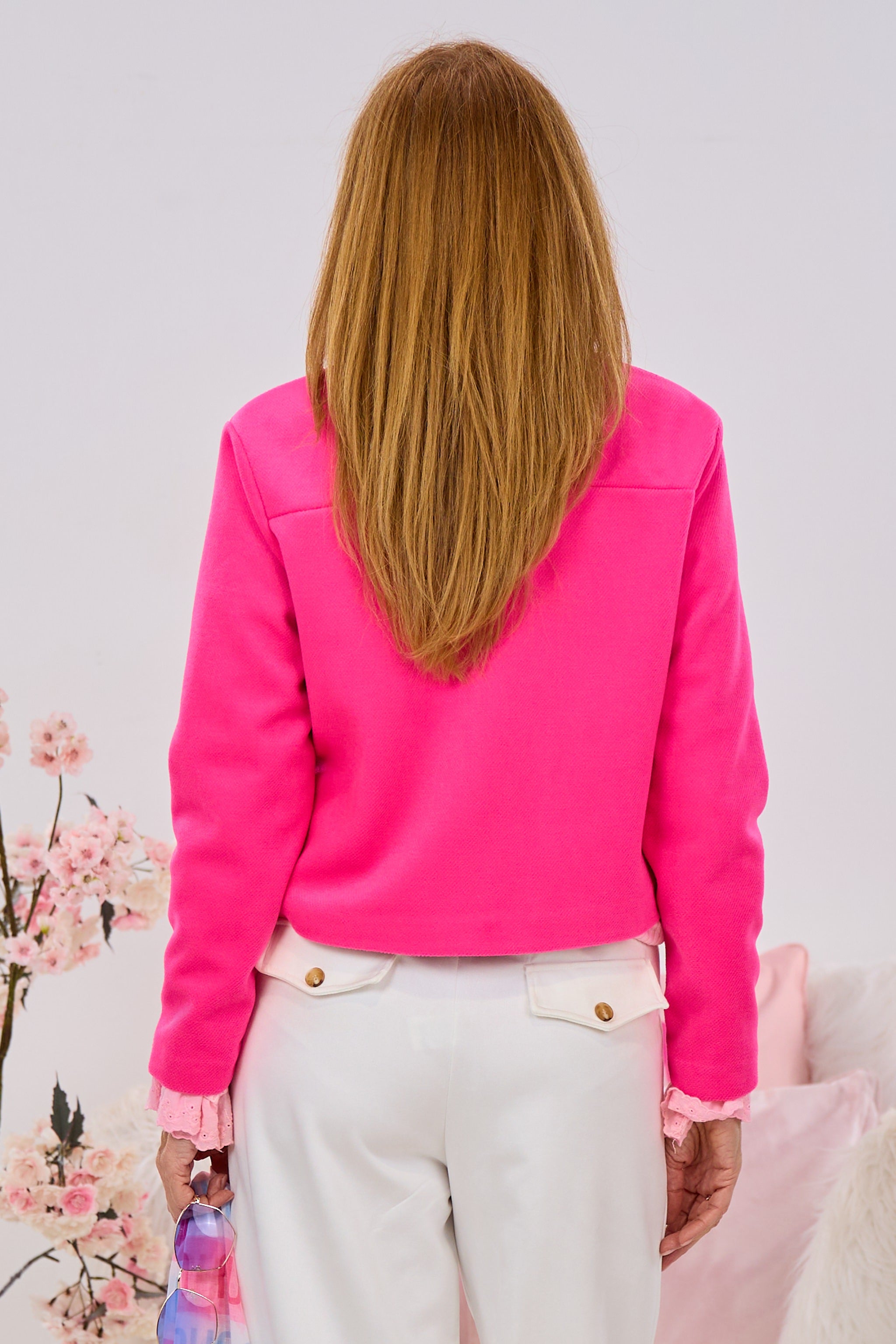 kurze Jacke mit Kragen, pink