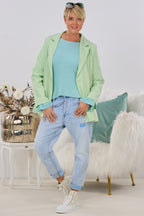 Langer, lässiger Blazer, mint