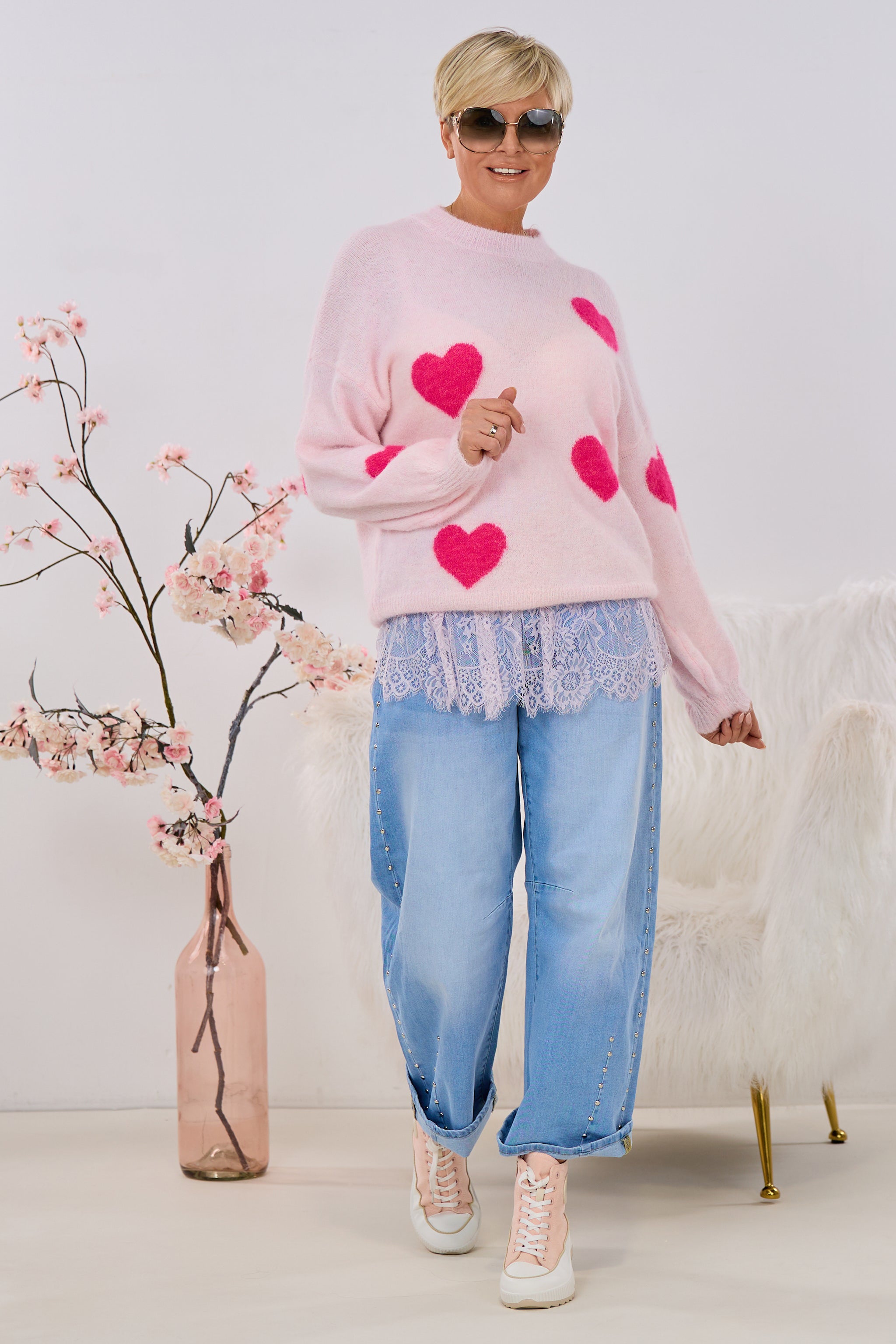 Blusenrock aus Spitze, rosa