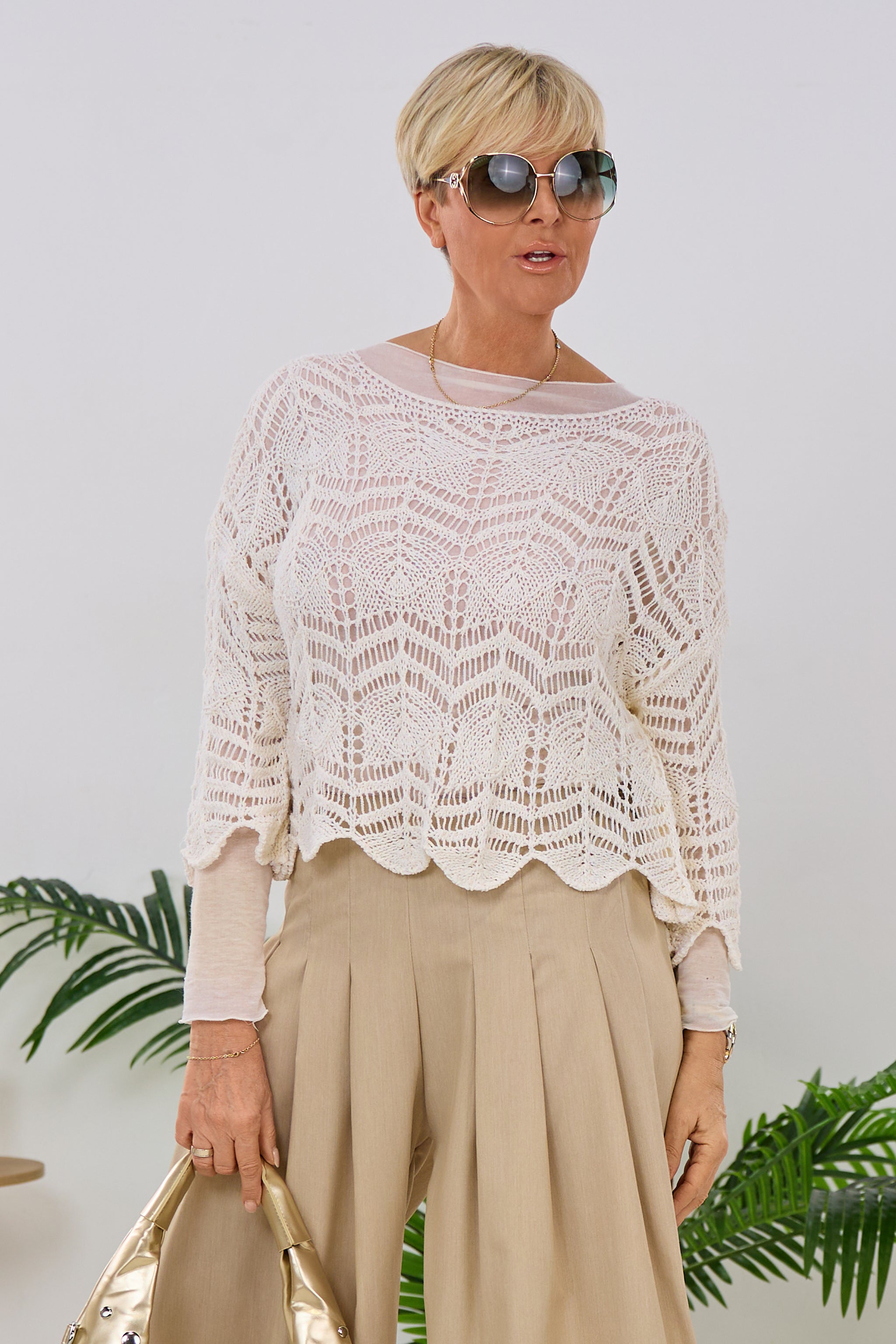 Pulli mit schönem Strickmuster, creme