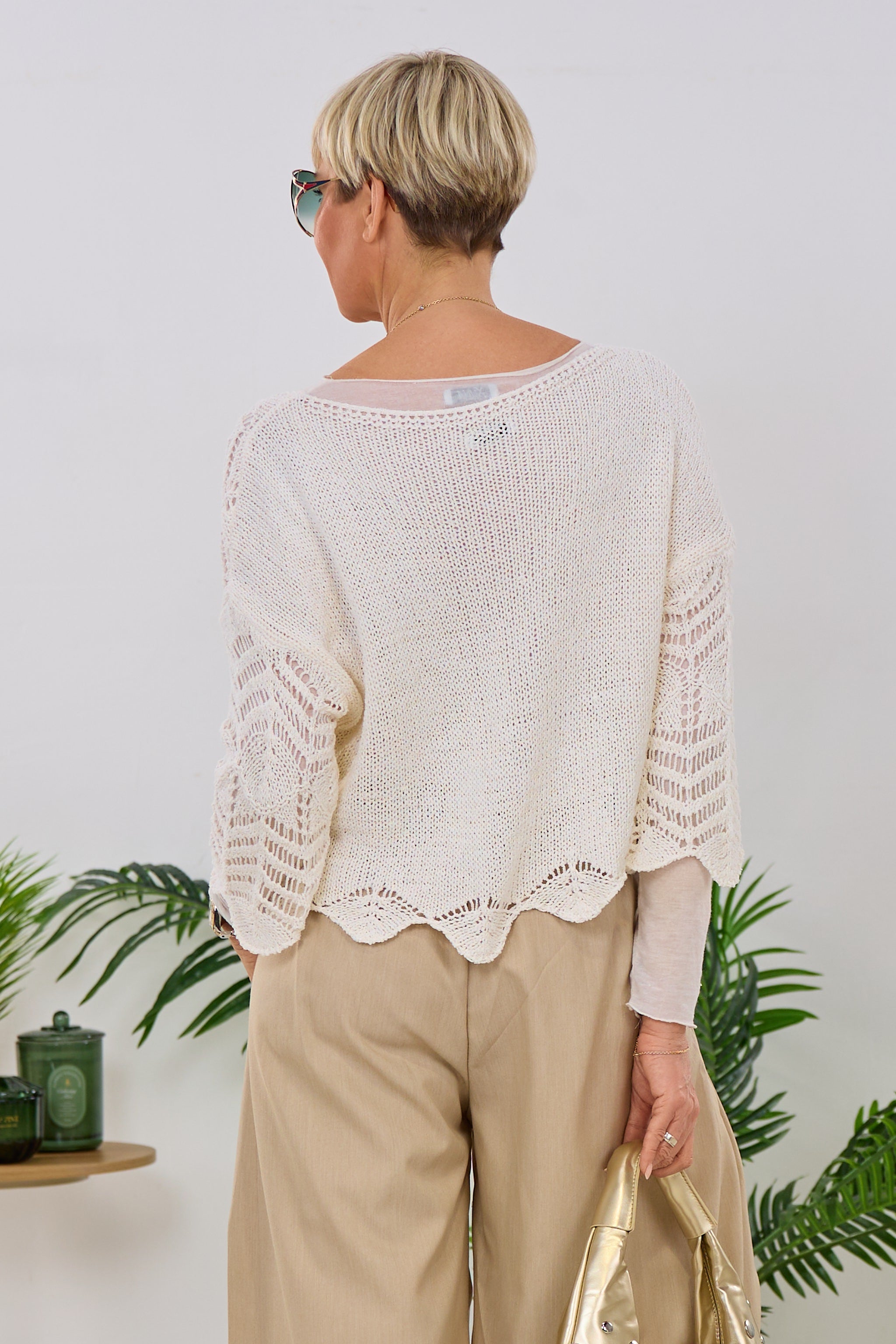 Pulli mit schönem Strickmuster, creme