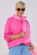 Sweatshirt mit großer Schleife, pink