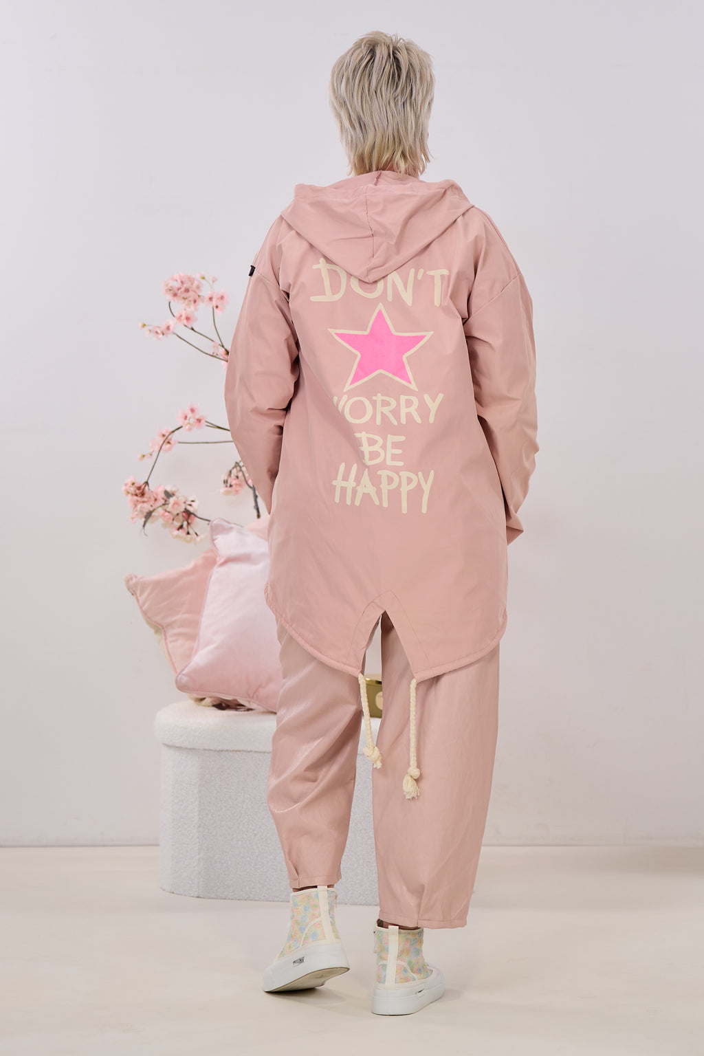 Leichter Parka DON'T WORRY BE HAPPY, altrosa