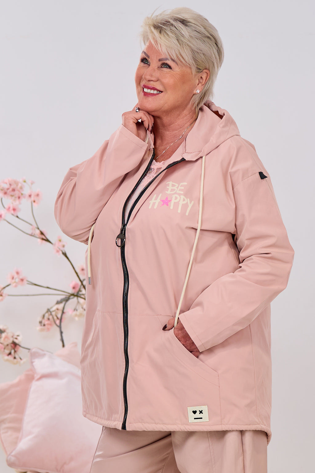 Leichter Parka DON'T WORRY BE HAPPY, altrosa