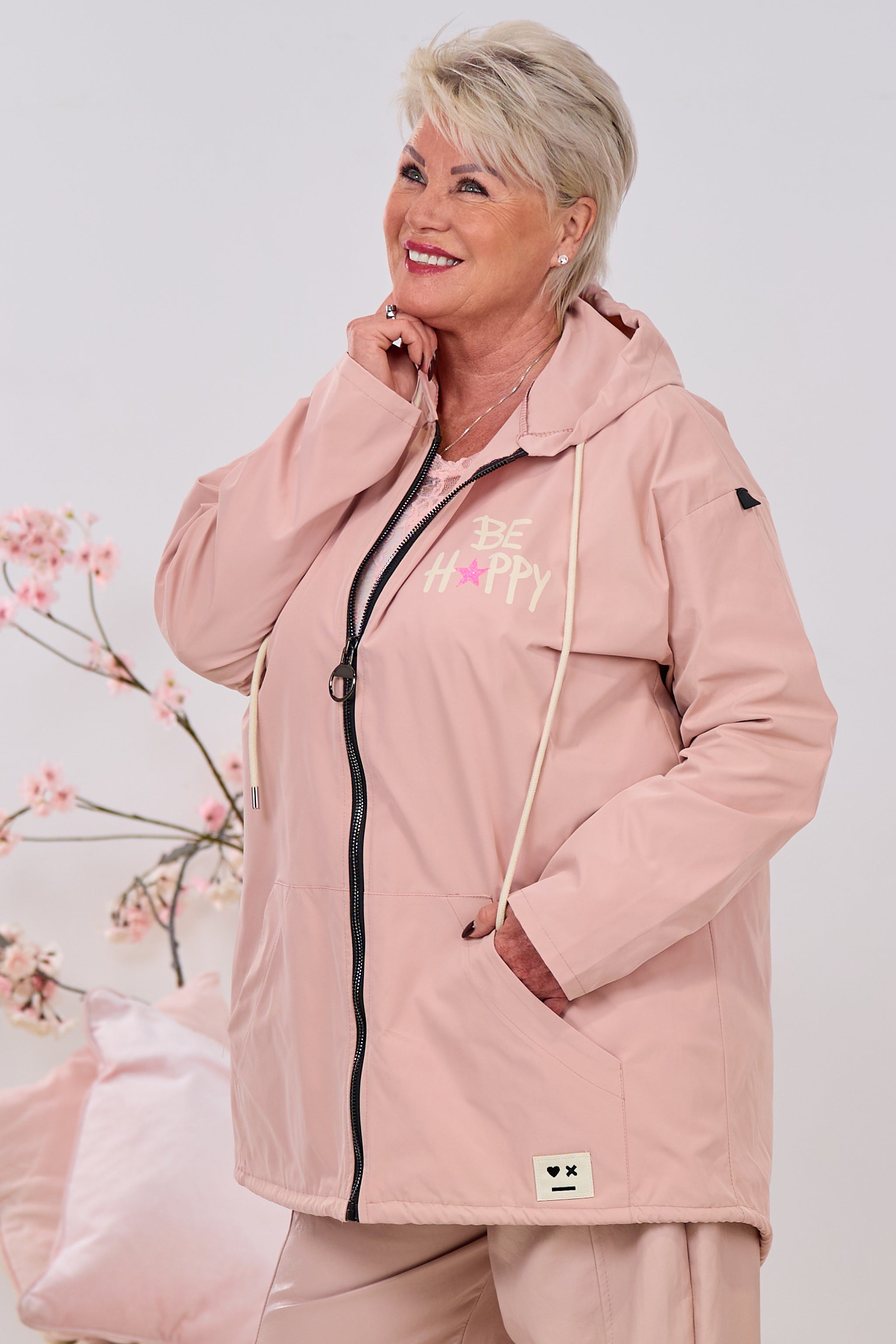 Leichter Parka DON'T WORRY BE HAPPY, altrosa