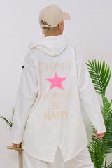 Leichter Parka DON'T WORRY BE HAPPY, weiß