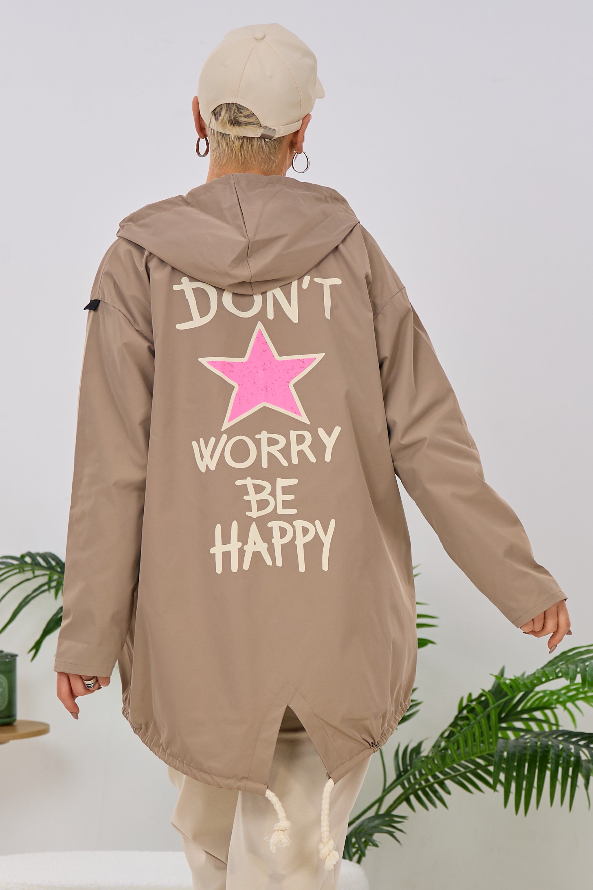 Leichter Parka DON'T WORRY BE HAPPY, taupe