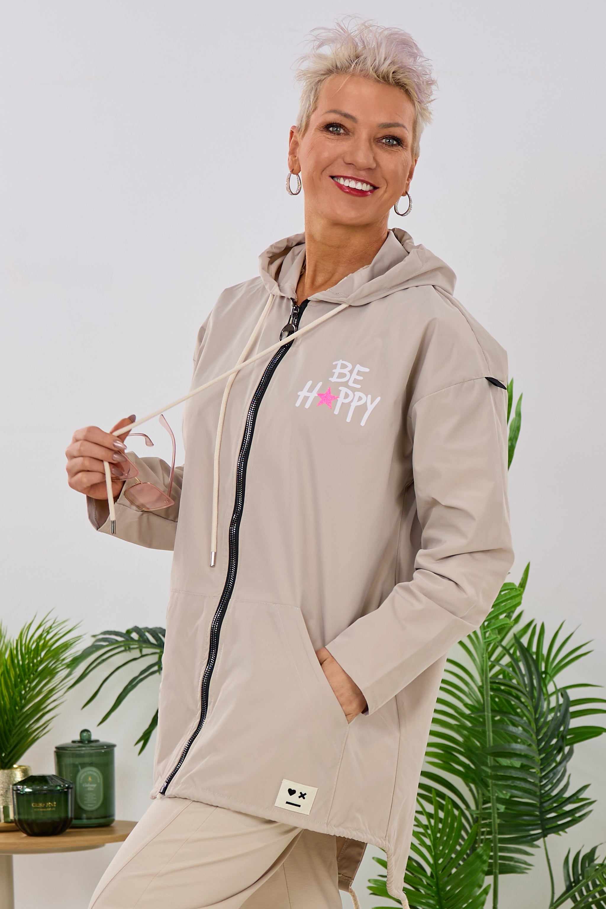 Leichter Parka DON'T WORRY BE HAPPY, beige
