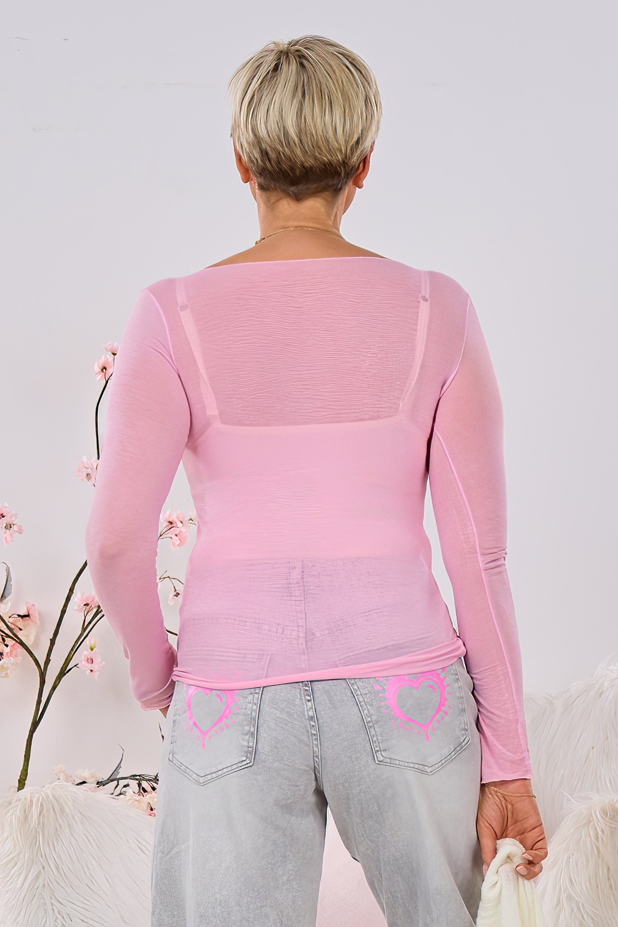 transparentes Longsleeve, candy rosa