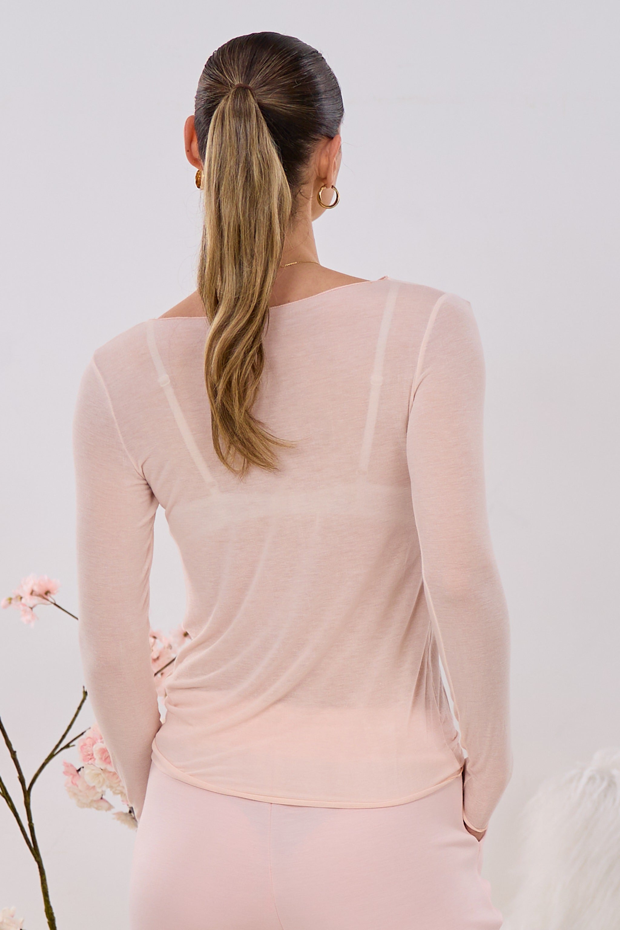 transparentes Longsleeve, hellrosa