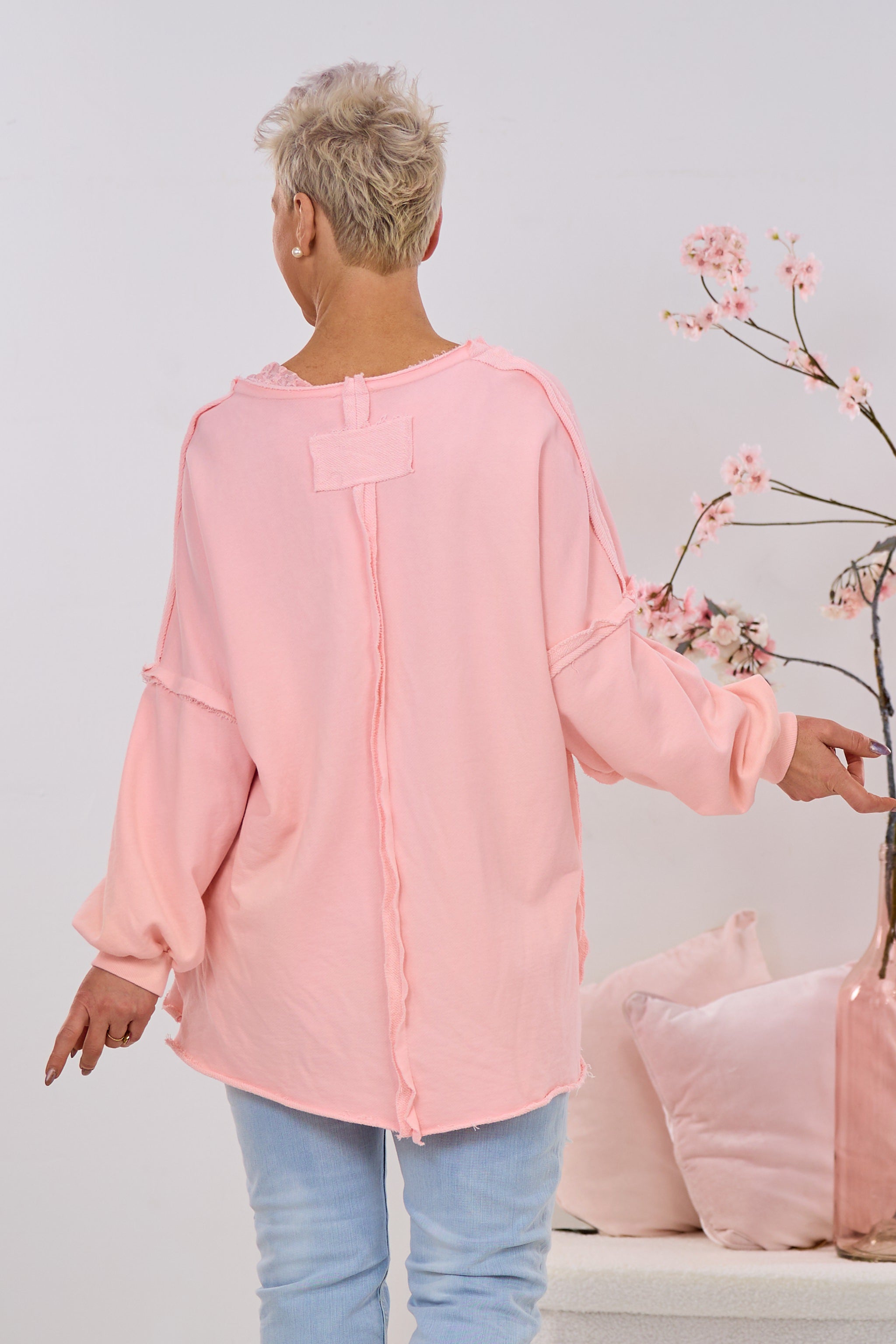 Uni Sweaty mit außenliegenden Nähten, rosa