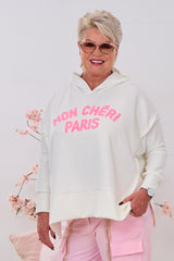 Cozy hoodie MON CHÉRI PARIS, ecru-pink