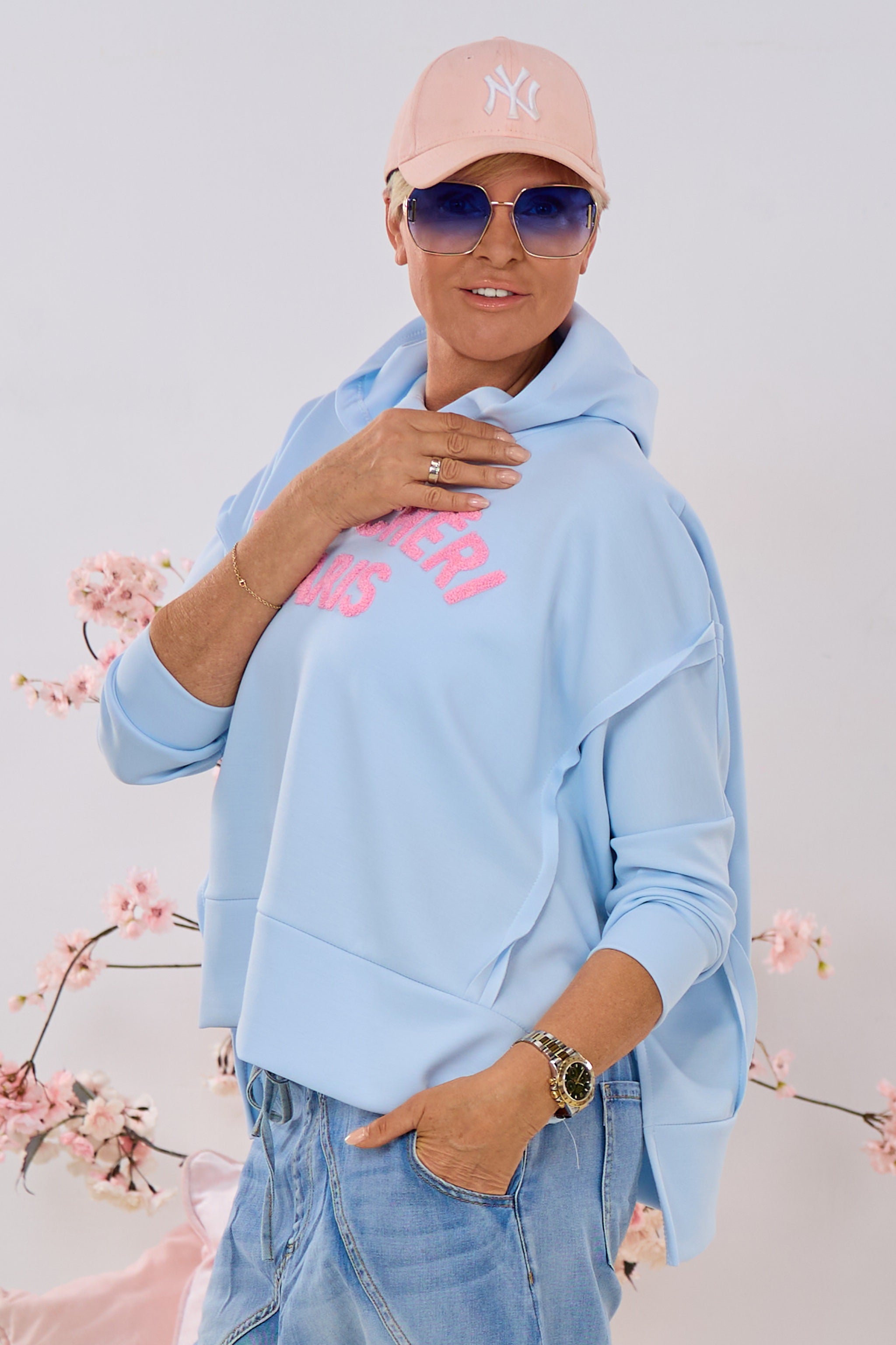 Cozy Hoodie MON CHÉRI PARIS, hellblau-rosa