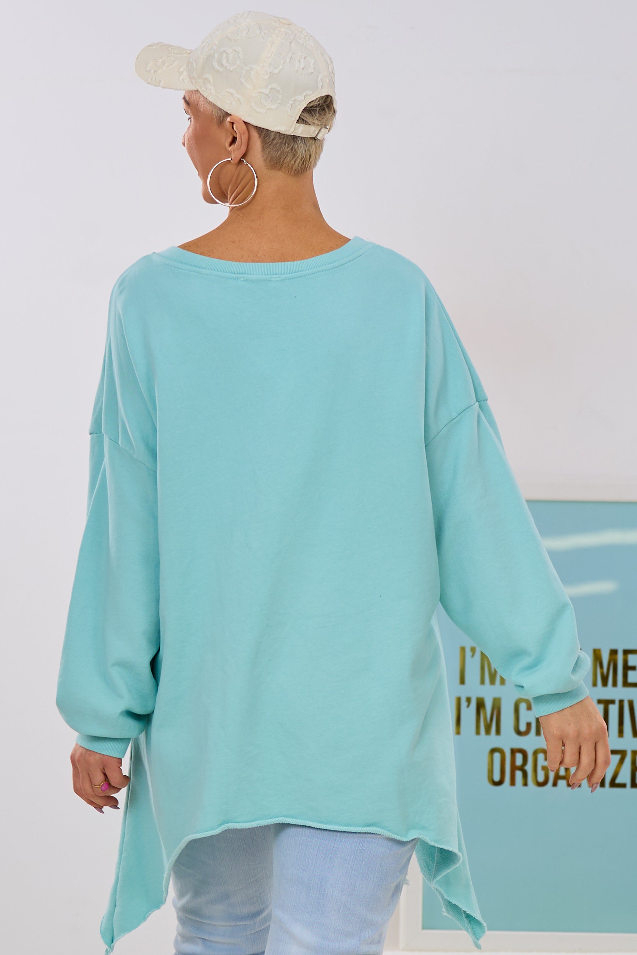 Sweaty mit PEACE & LOVE Print, mint-bunt