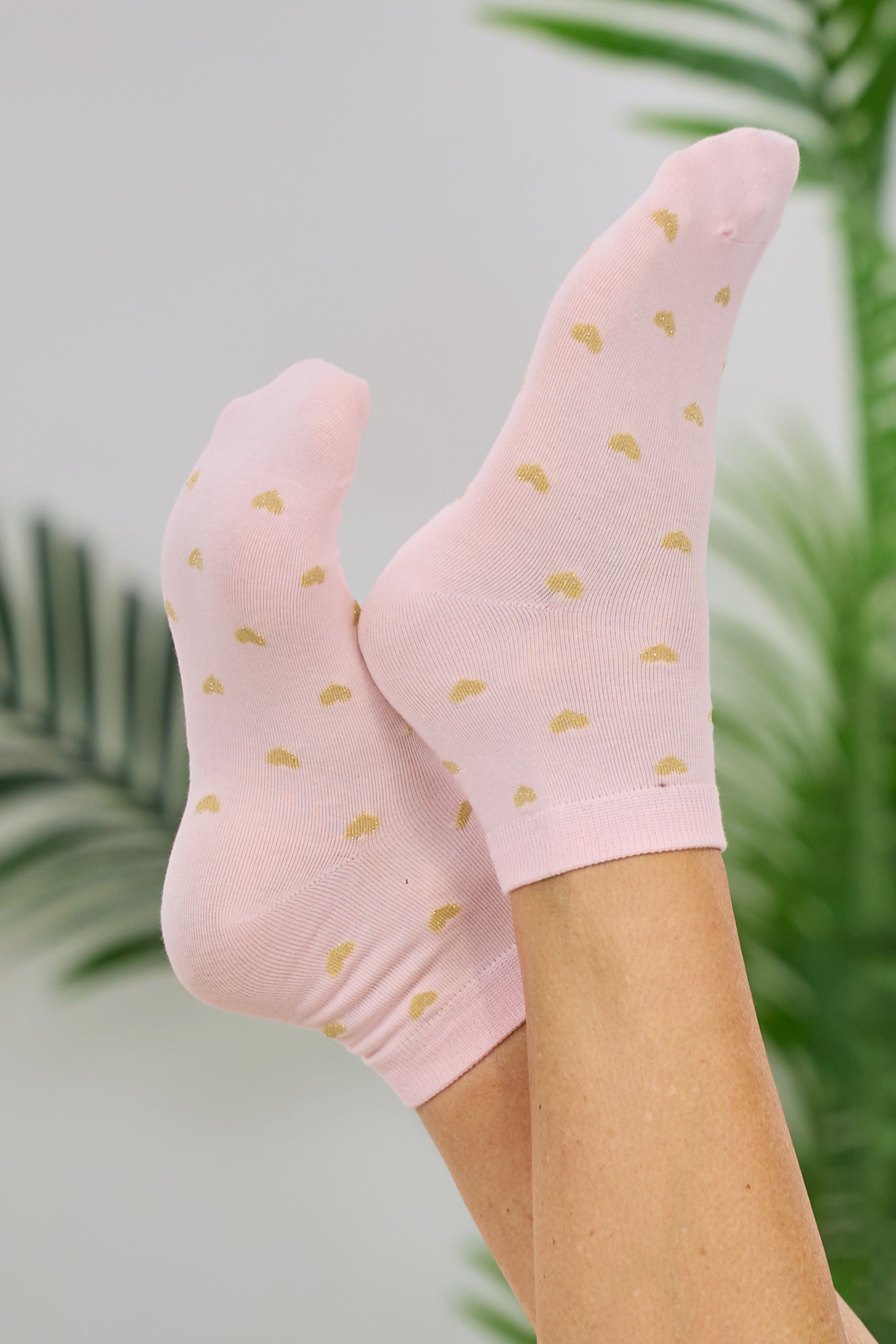 Söckchen mit Herzchen, rosa-gold