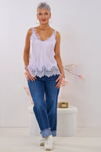Viscose-Top mit Spitze, flieder