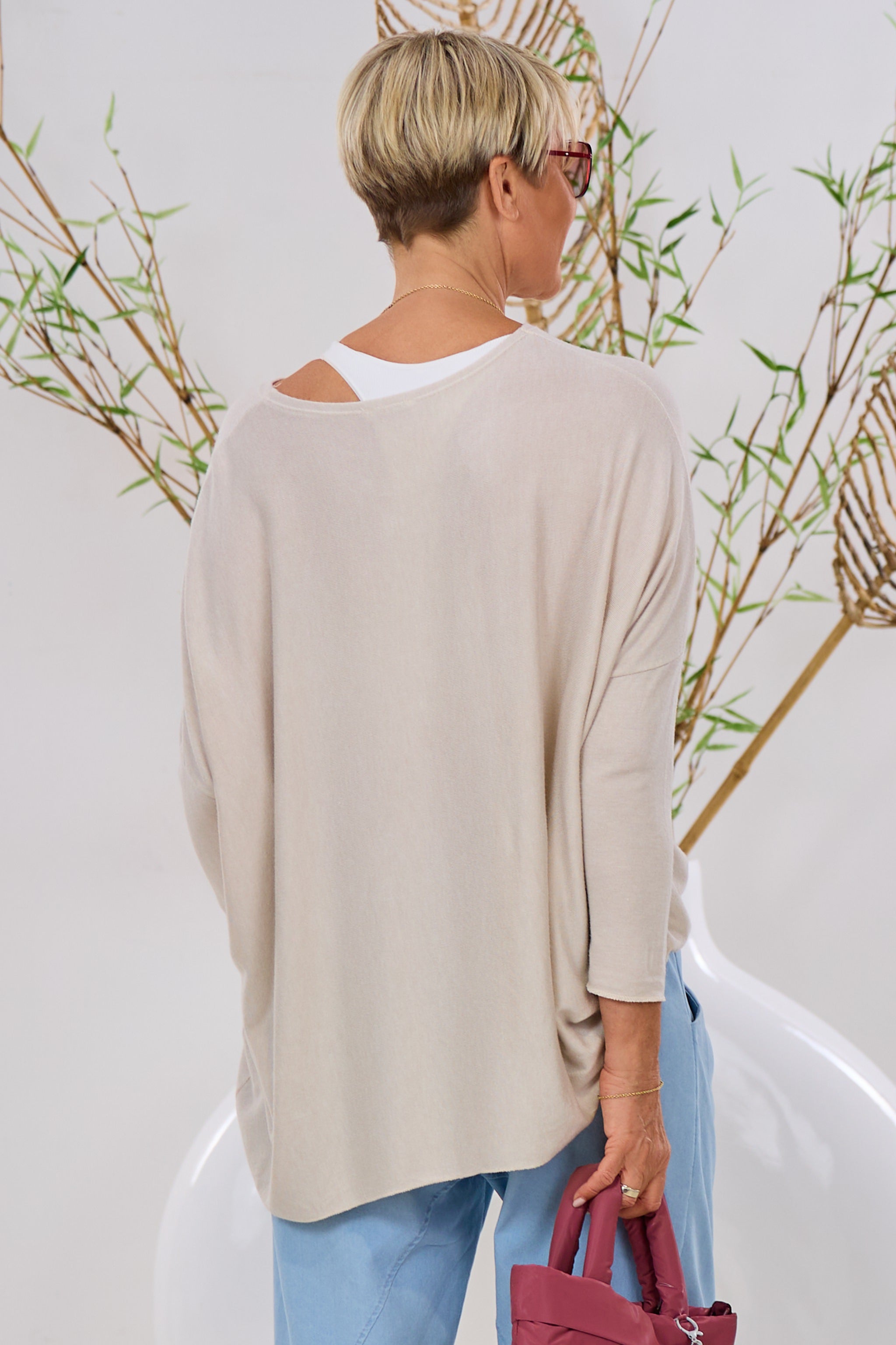 Uni Oversized Strickshirt, beige