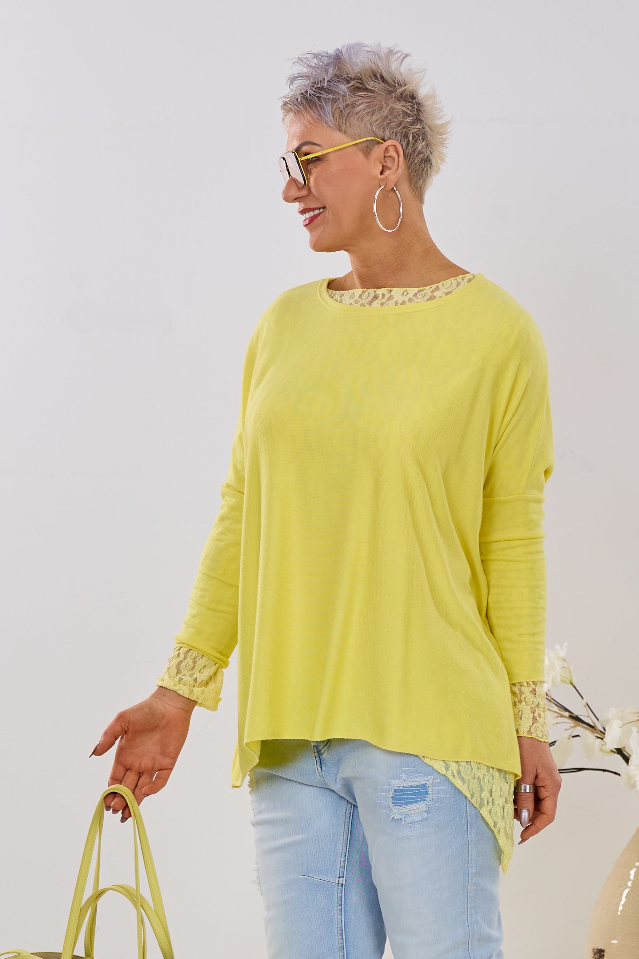 Uni Oversized Strickshirt, gelb