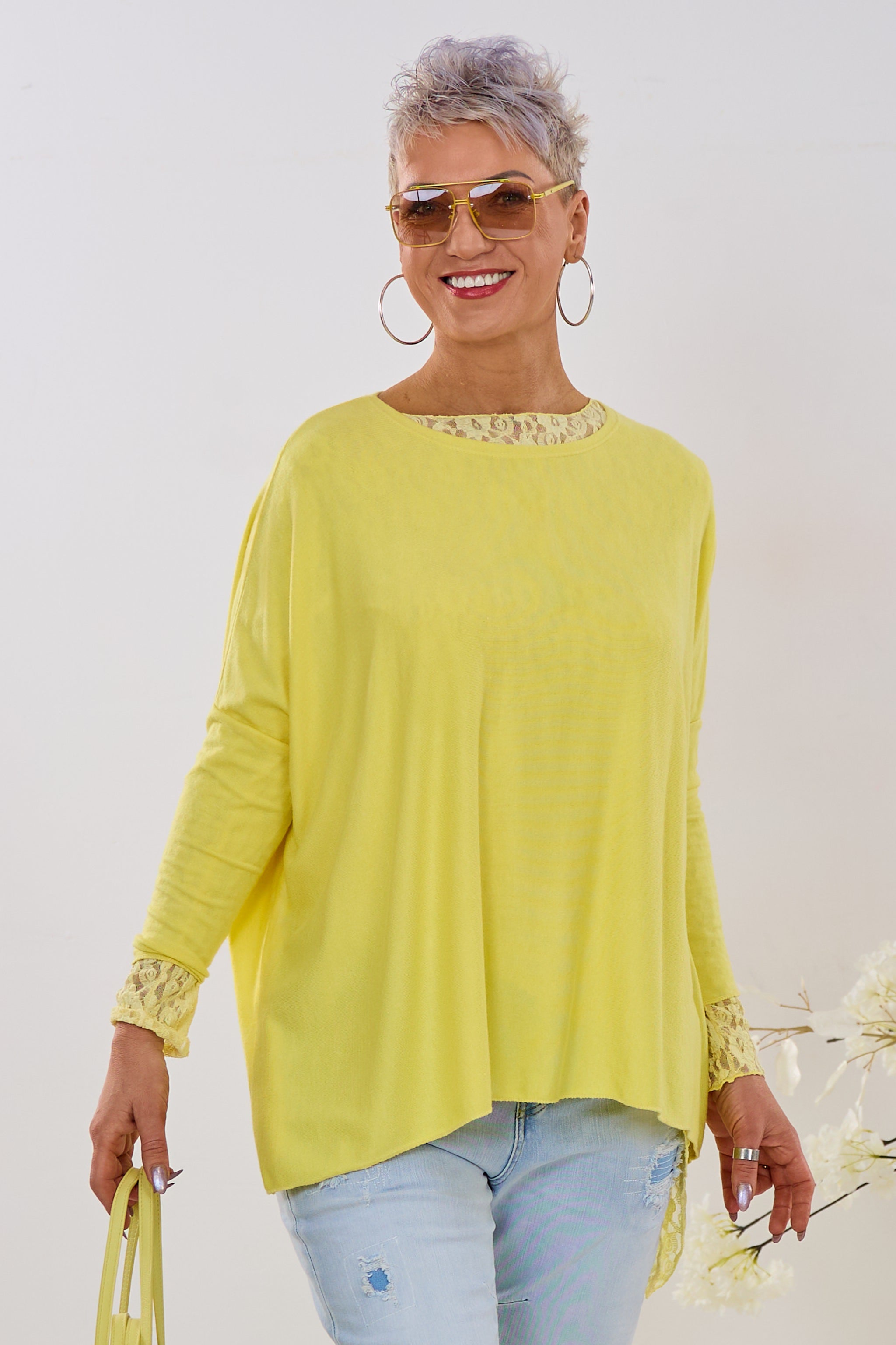 Uni Oversized Strickshirt, gelb