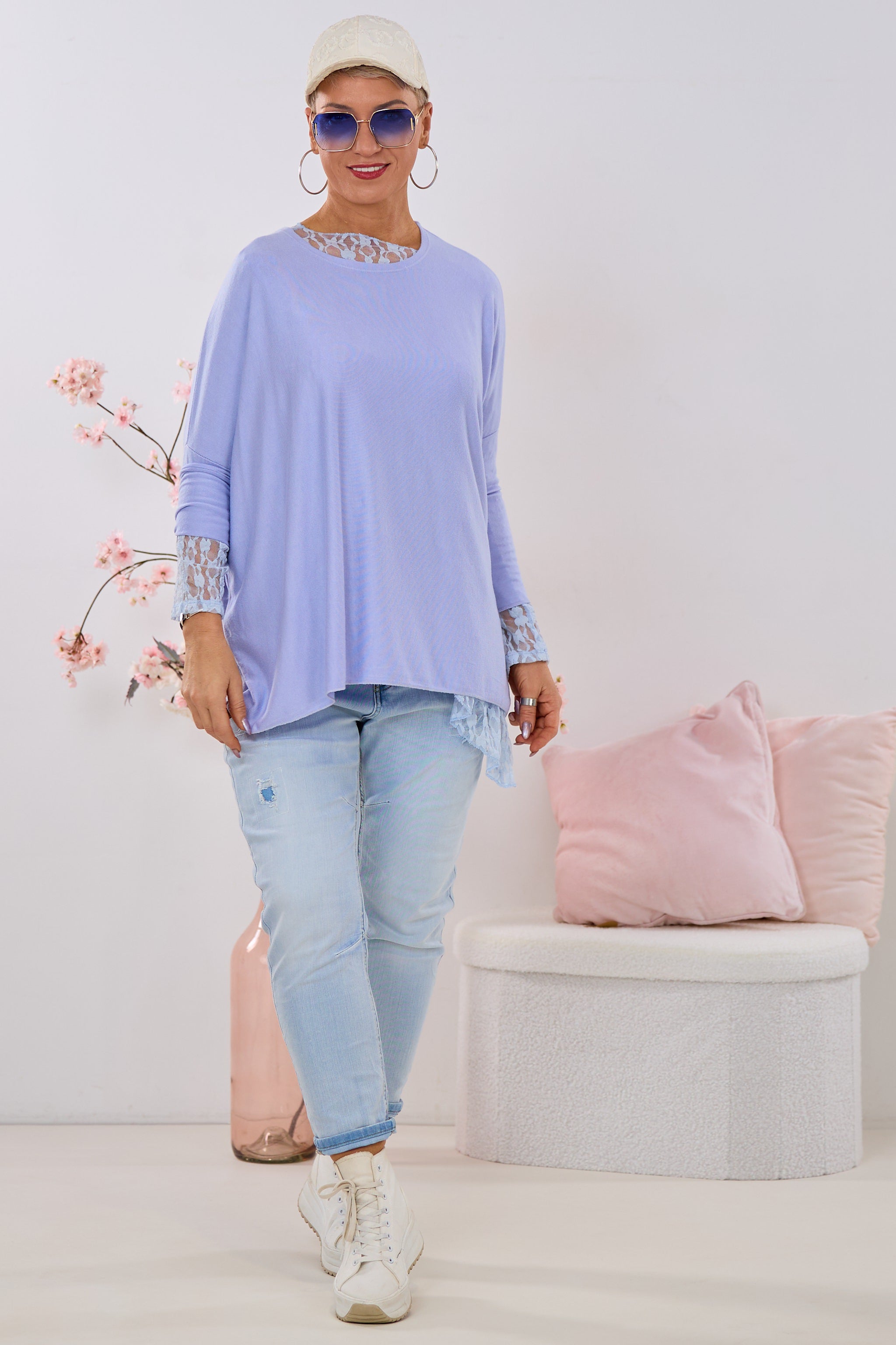 Uni Oversized Strickshirt, flieder