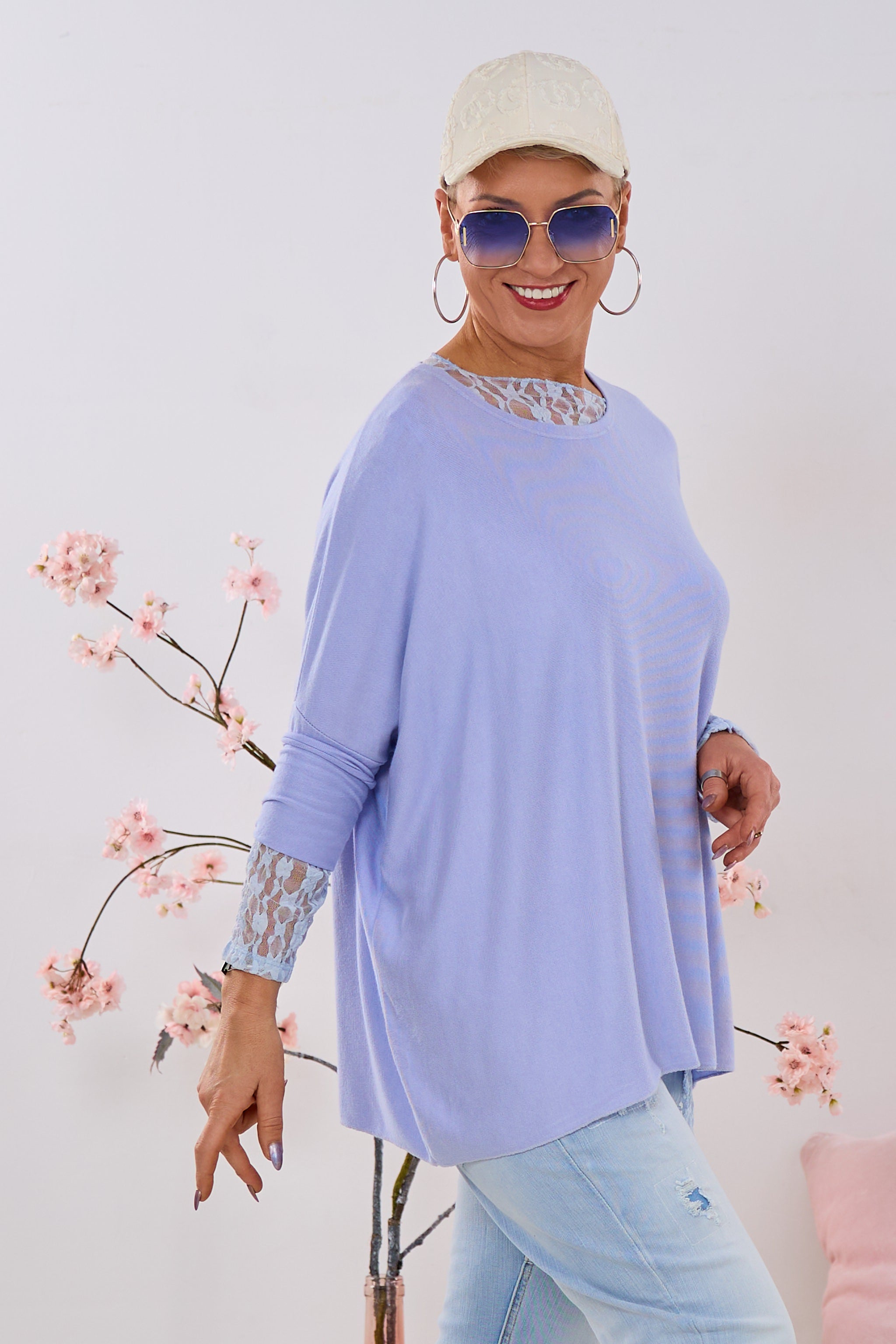 Uni Oversized Strickshirt, flieder