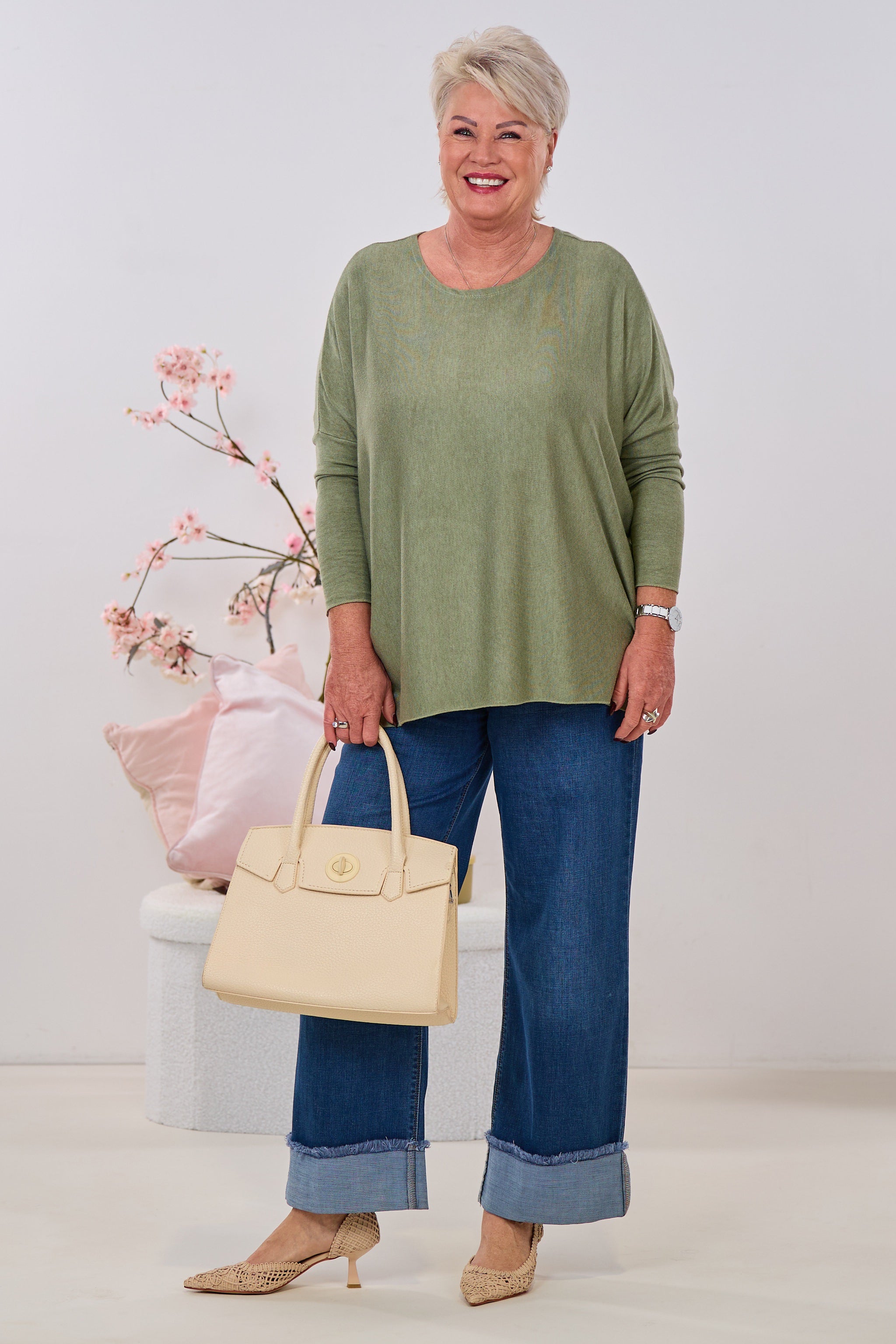 Uni Oversized Strickshirt, khaki