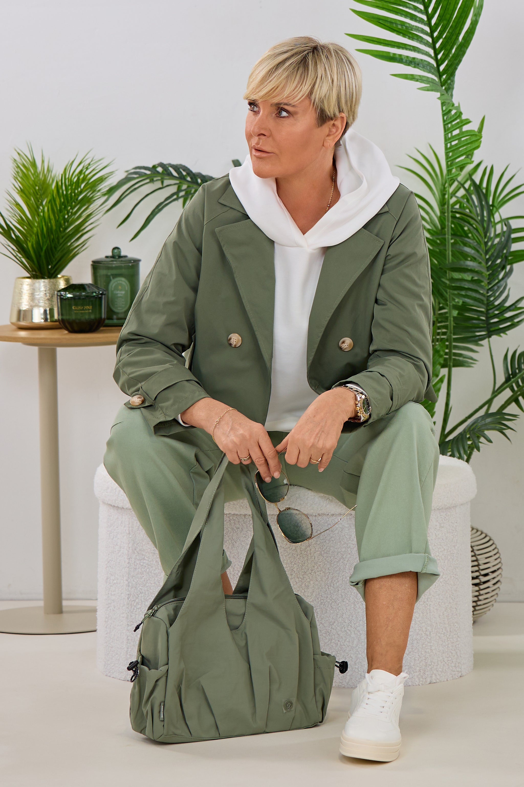 kurze Trenchjacke, khaki