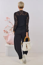 Longsleeve mit Spitze, schwarz