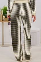 geringelte Sweaty Hose, creme-schwarz