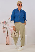 Jeanshemd mit kurzen Ärmeln, denim