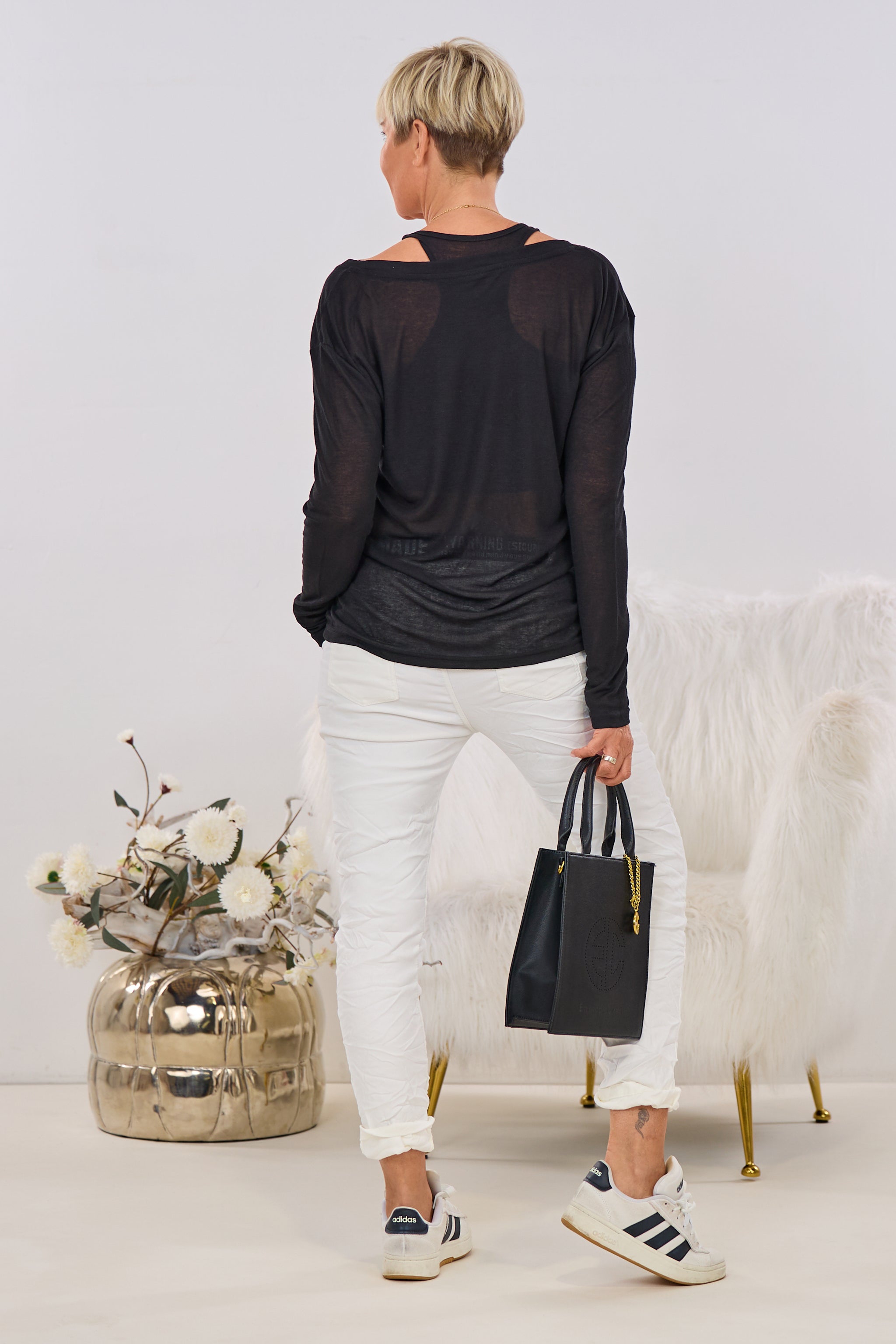 2-tlg. Set Shirt und Top, schwarz