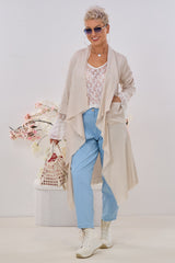 Long jacket - solid color, beige