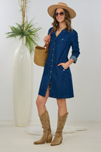 Tailliertes Jeanskleid, denim blau