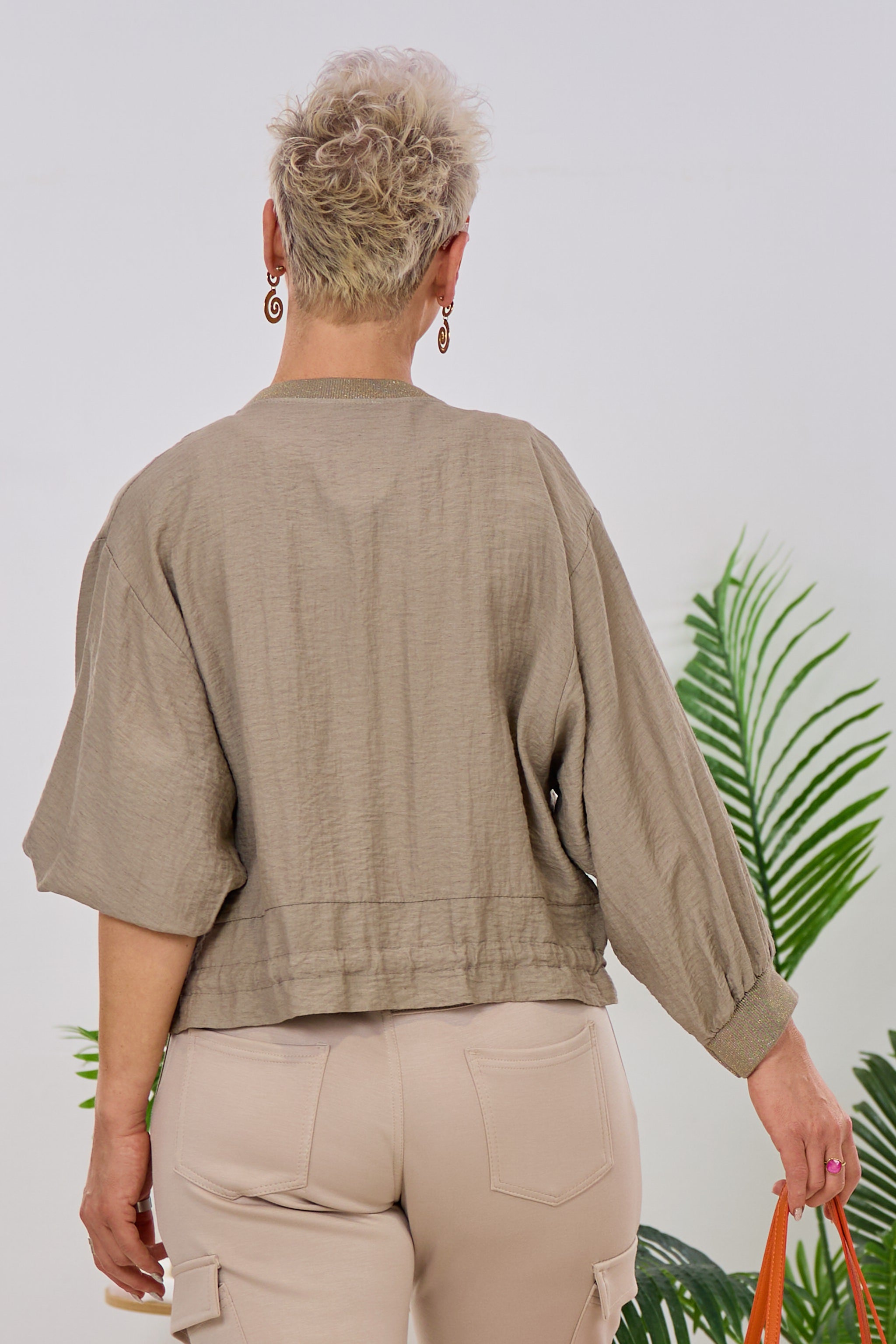 Leichter Blouson mit Kordelzug, schlamm